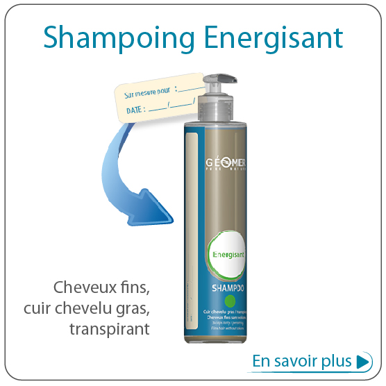 shampoing énergisant adapté sur-mesure par Géomer 
